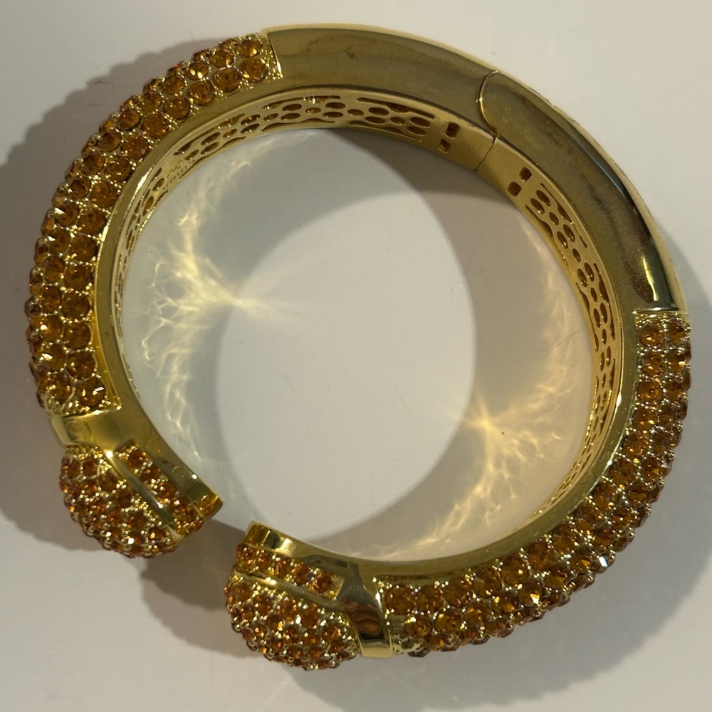 Vintage Joan Boyce Gold Tone & Orange Citrine Jeweled Bracelet - Picture 11 of 14